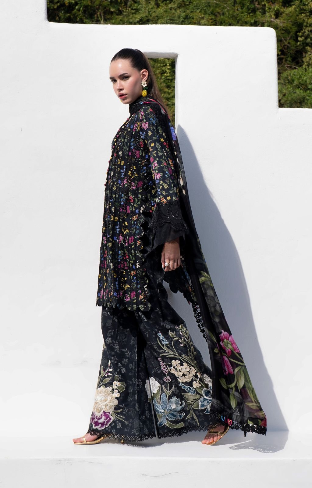 AJR Couture | Printakari Lawn 25 | Midnight Flora-Brand:AJR Couture-Type:Ladies Clothes-Black-Lawn-House of Maryam- Buy in UK, USA