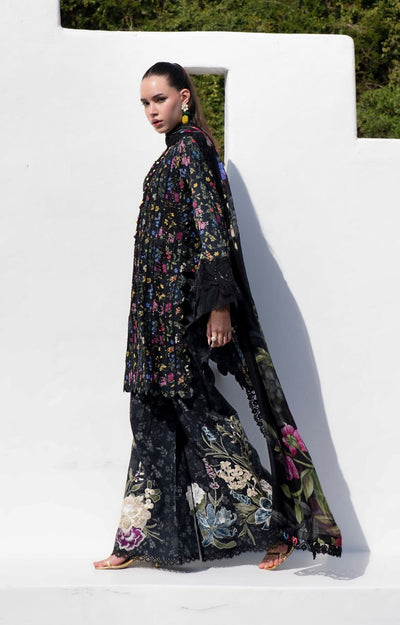 AJR Couture | Printakari Lawn 25 | Midnight Flora-Brand:AJR Couture-Type:Ladies Clothes-Black-Lawn-House of Maryam- Buy in UK, USA