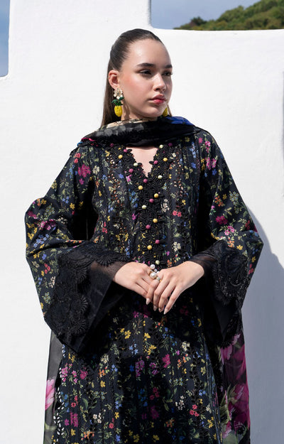 AJR Couture | Printakari Lawn 25 | Midnight Flora-Brand:AJR Couture-Type:Ladies Clothes-Black-Lawn-House of Maryam- Buy in UK, USA