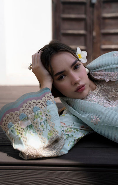 AJR Couture | Printakari Lawn 25 | Myrtle-Brand:AJR Couture-Type:Ladies Clothes-Aqua-Lawn-House of Maryam- Buy in UK, USA