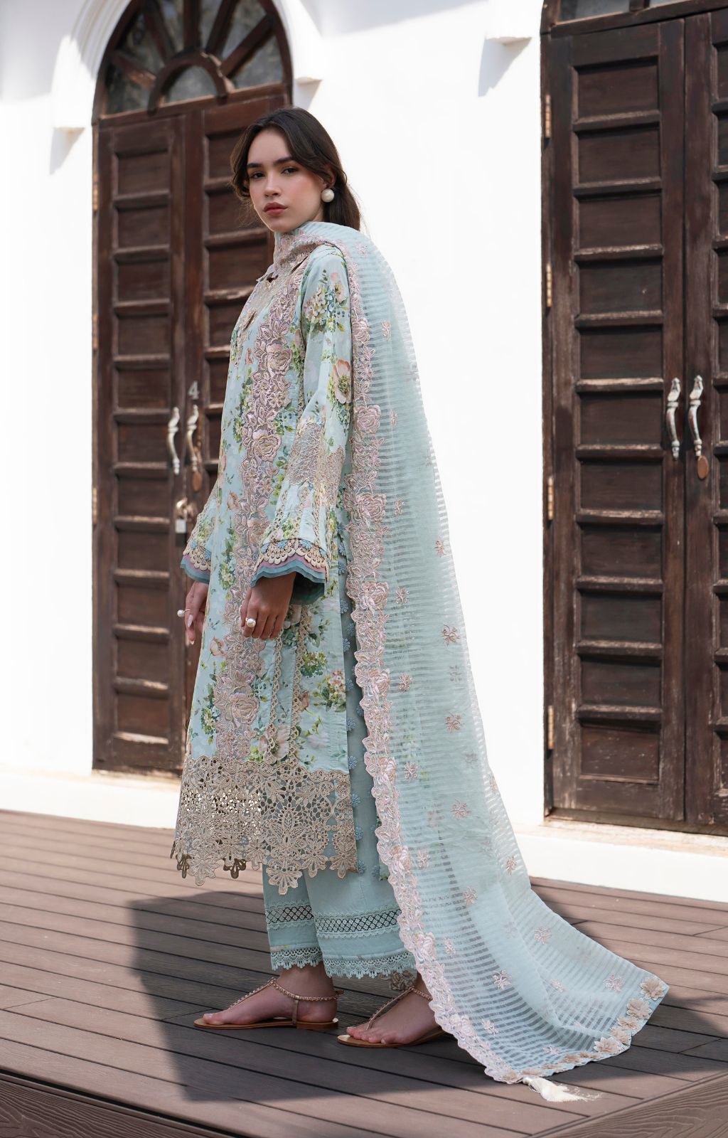 AJR Couture | Printakari Lawn 25 | Myrtle-Brand:AJR Couture-Type:Ladies Clothes-Aqua-Lawn-House of Maryam- Buy in UK, USA