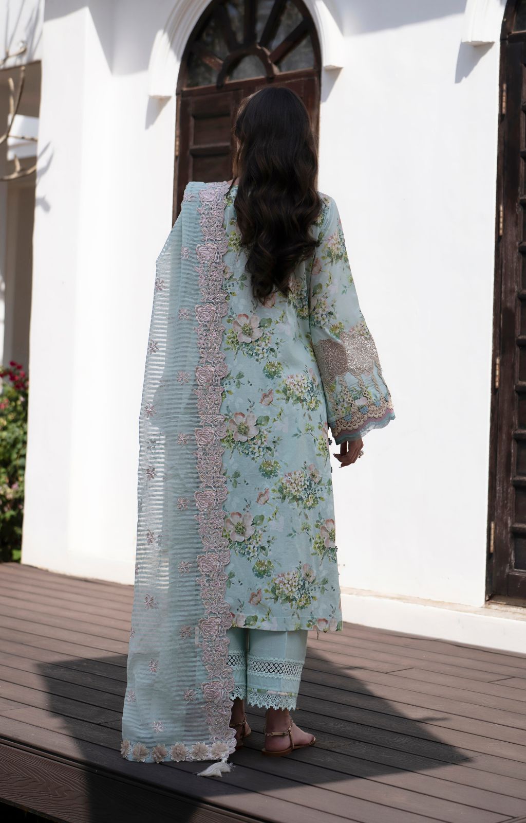 AJR Couture | Printakari Lawn 25 | Myrtle-Brand:AJR Couture-Type:Ladies Clothes-Aqua-Lawn-House of Maryam- Buy in UK, USA