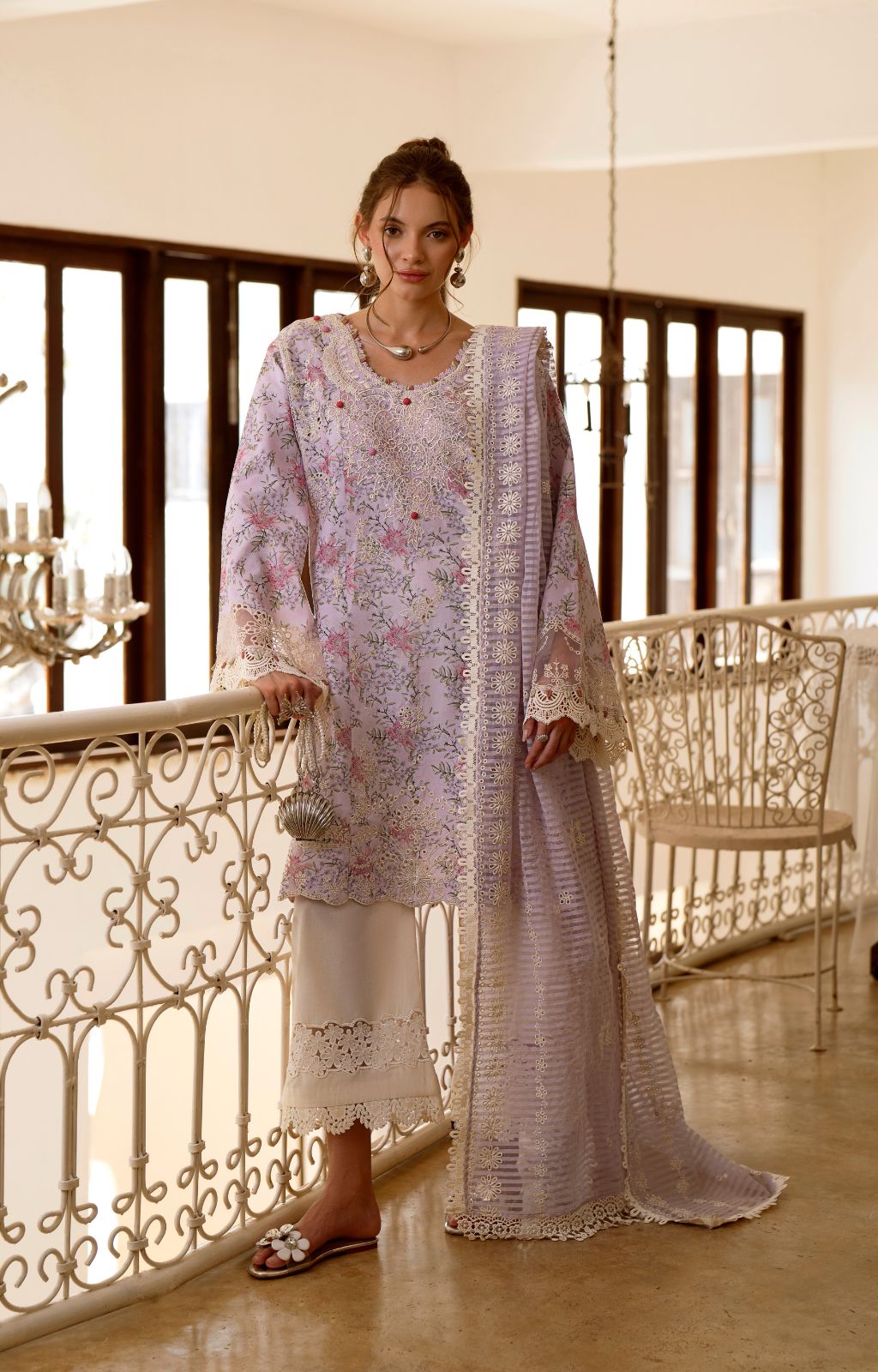 AJR Couture | Printakari Lawn 25 | Pearl-Brand:AJR Couture-Type:Ladies Clothes-Lilac-Lawn-House of Maryam- Buy in UK, USA