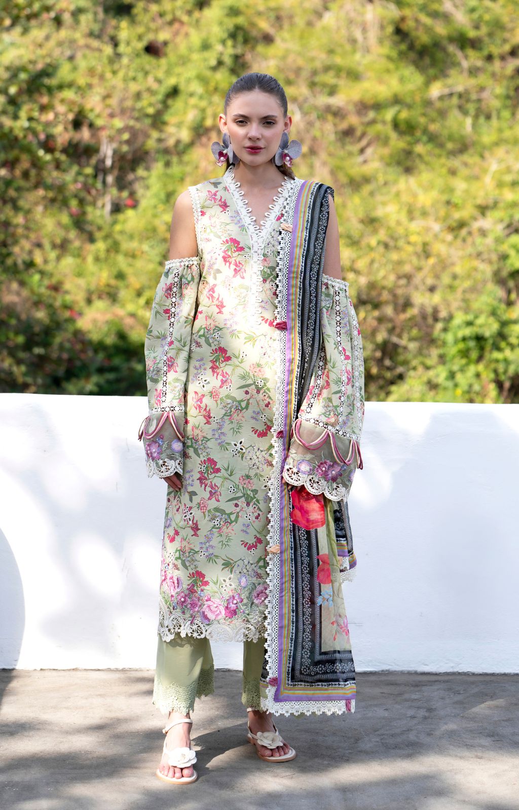 AJR Couture | Printakari Lawn 25 | Pink Patel-Brand:AJR Couture-Type:Ladies Clothes-Pistachio-Lawn-House of Maryam- Buy in UK, USA