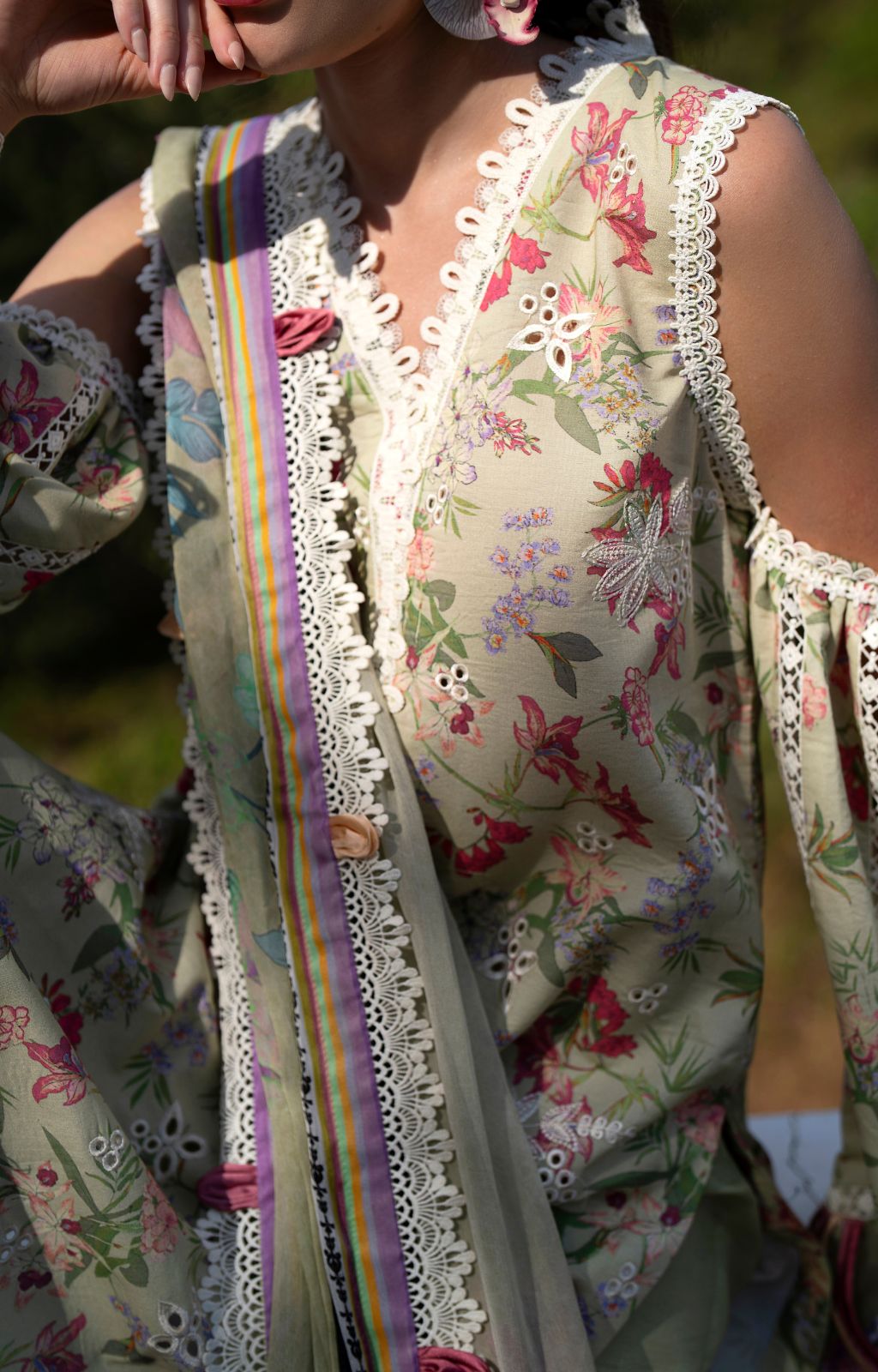 AJR Couture | Printakari Lawn 25 | Pink Patel-Brand:AJR Couture-Type:Ladies Clothes-Pistachio-Lawn-House of Maryam- Buy in UK, USA