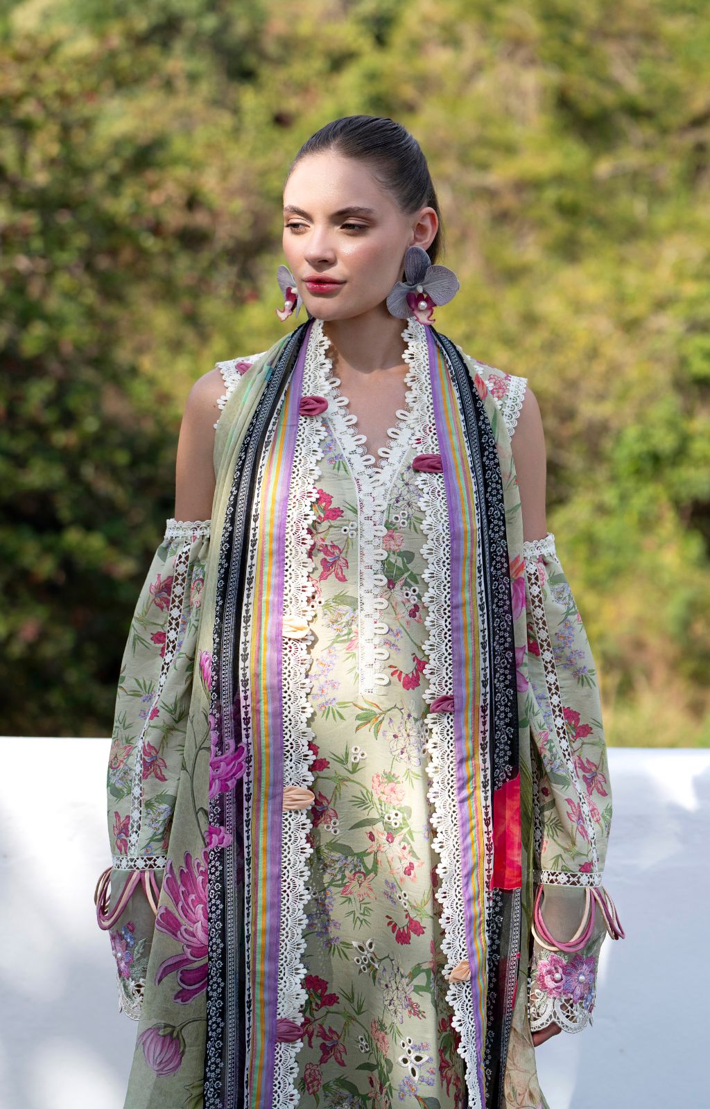 AJR Couture | Printakari Lawn 25 | Pink Patel-Brand:AJR Couture-Type:Ladies Clothes-Pistachio-Lawn-House of Maryam- Buy in UK, USA