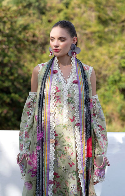 AJR Couture | Printakari Lawn 25 | Pink Patel-Brand:AJR Couture-Type:Ladies Clothes-Pistachio-Lawn-House of Maryam- Buy in UK, USA