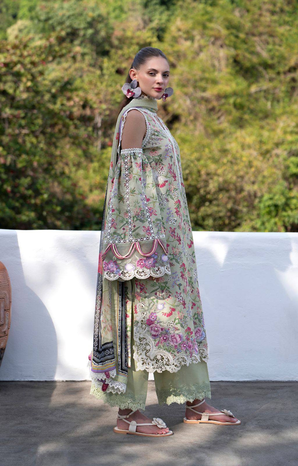 AJR Couture | Printakari Lawn 25 | Pink Patel-Brand:AJR Couture-Type:Ladies Clothes-Pistachio-Lawn-House of Maryam- Buy in UK, USA