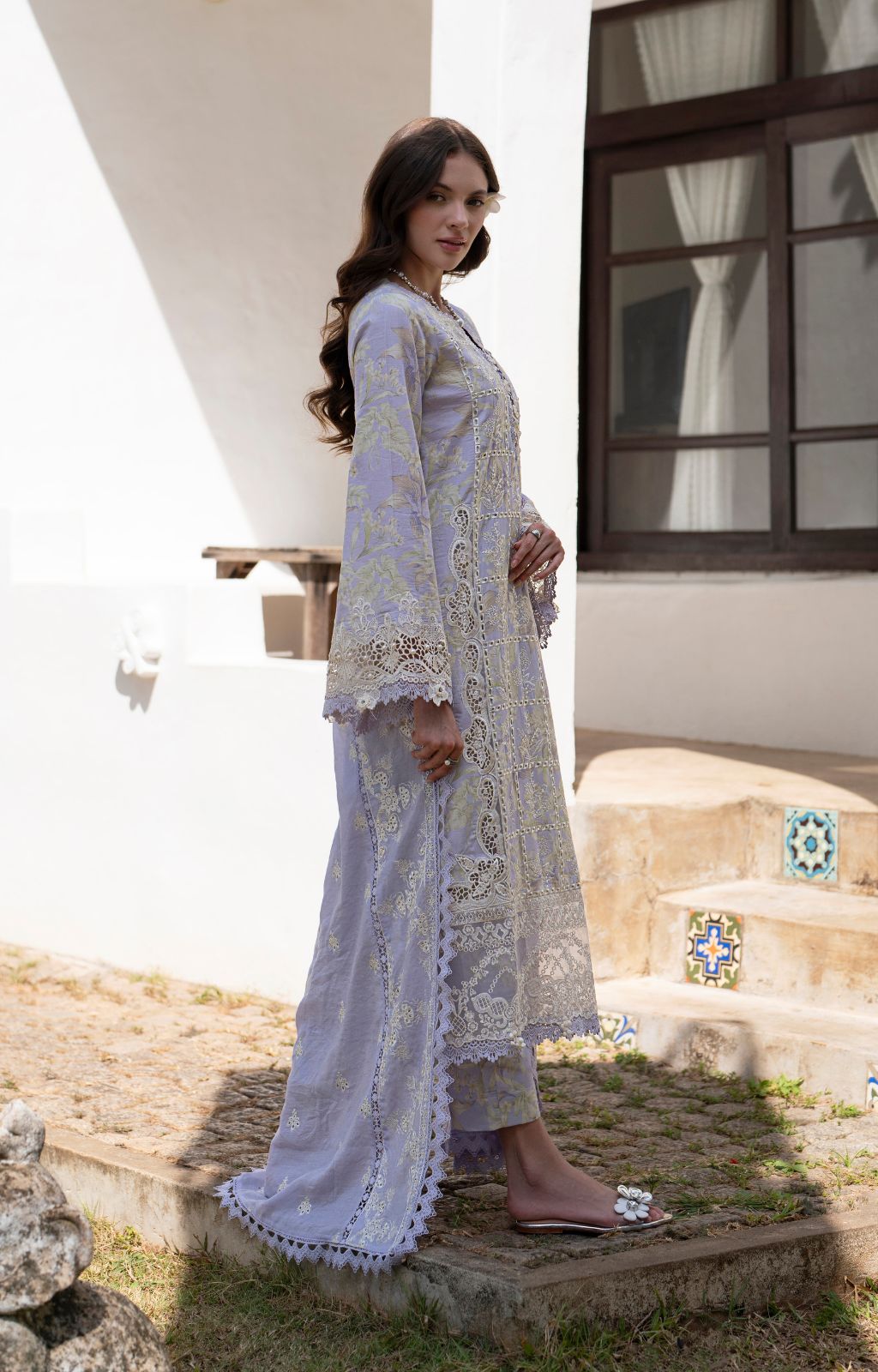 AJR Couture | Printakari Lawn 25 | Vista-Brand:AJR Couture-Type:Ladies Clothes-Light Lavender-Lawn-House of Maryam- Buy in UK, USA