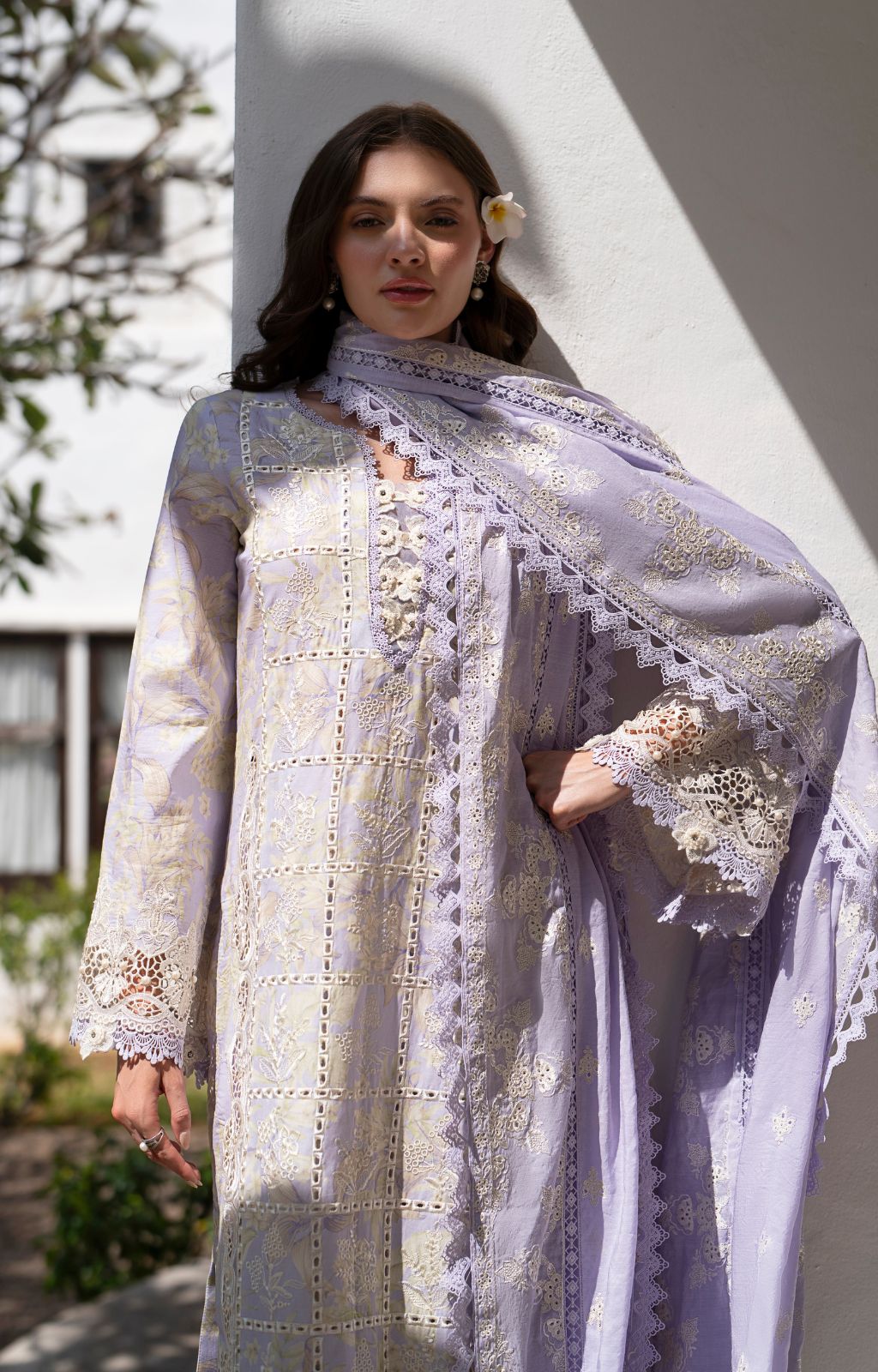 AJR Couture | Printakari Lawn 25 | Vista-Brand:AJR Couture-Type:Ladies Clothes-Light Lavender-Lawn-House of Maryam- Buy in UK, USA