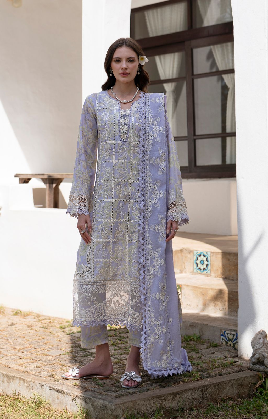 AJR Couture | Printakari Lawn 25 | Vista-Brand:AJR Couture-Type:Ladies Clothes-Light Lavender-Lawn-House of Maryam- Buy in UK, USA