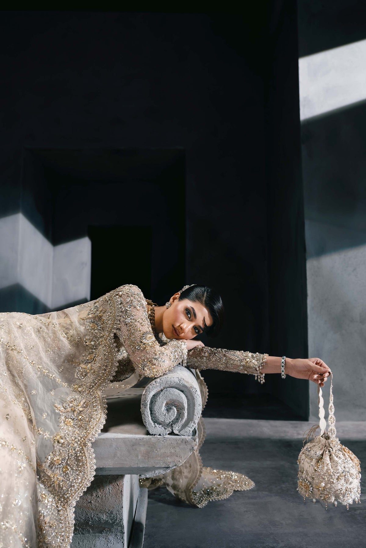 Akbar Aslam | Bridal Dresses | Calisse-Brand:Akbar Aslam-Type:Ladies Clothes-Off White - House of Maryam- Buy in UK, USA