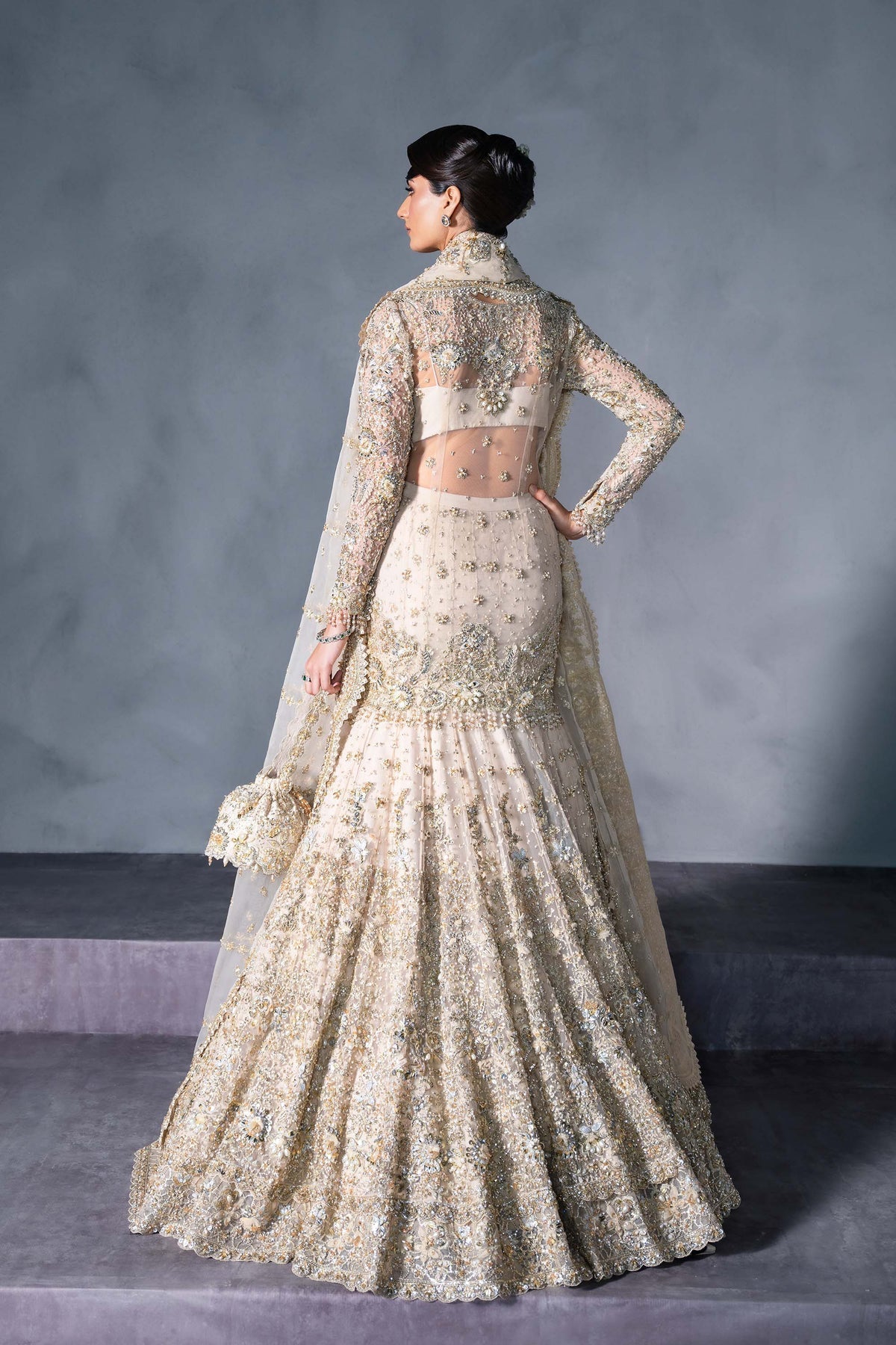 Akbar Aslam | Bridal Dresses | Calisse-Brand:Akbar Aslam-Type:Ladies Clothes-Off White - House of Maryam- Buy in UK, USA