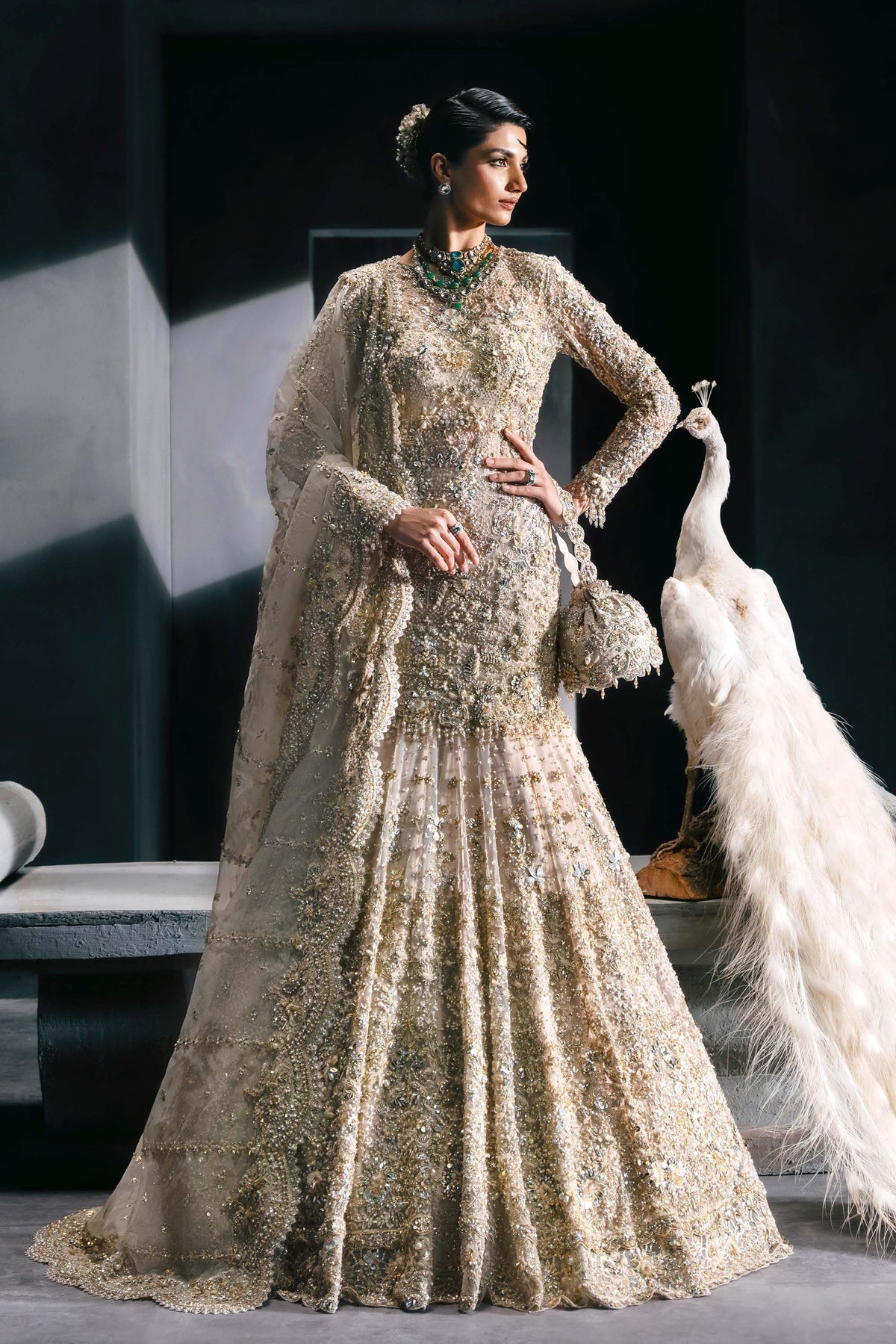 Akbar Aslam | Bridal Dresses | Calisse-Brand:Akbar Aslam-Type:Ladies Clothes-Off White - House of Maryam- Buy in UK, USA