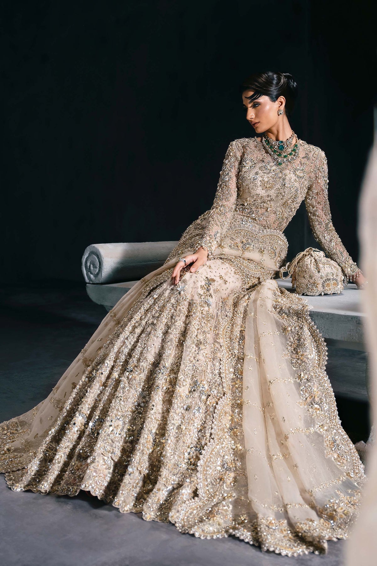 Akbar Aslam | Bridal Dresses | Calisse-Brand:Akbar Aslam-Type:Ladies Clothes-Off White - House of Maryam- Buy in UK, USA