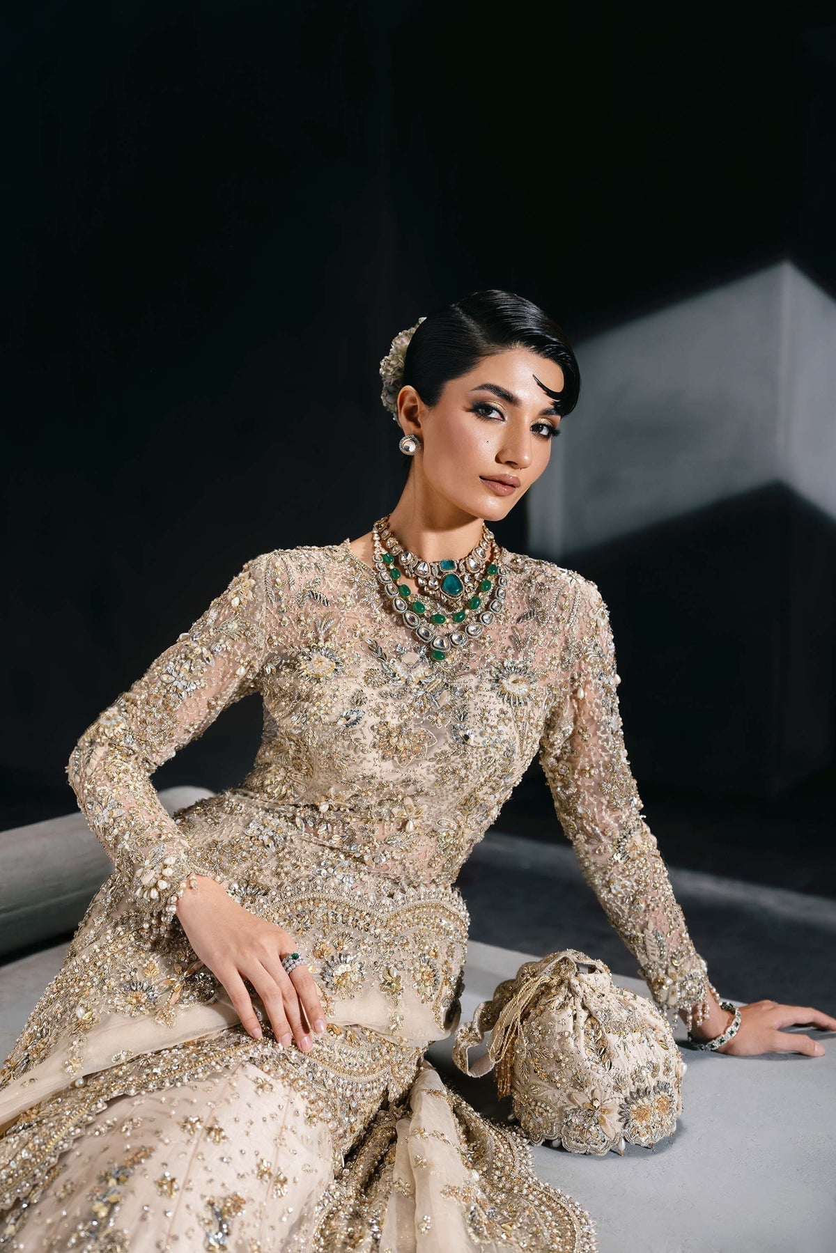 Akbar Aslam | Bridal Dresses | Calisse-Brand:Akbar Aslam-Type:Ladies Clothes-Off White - House of Maryam- Buy in UK, USA