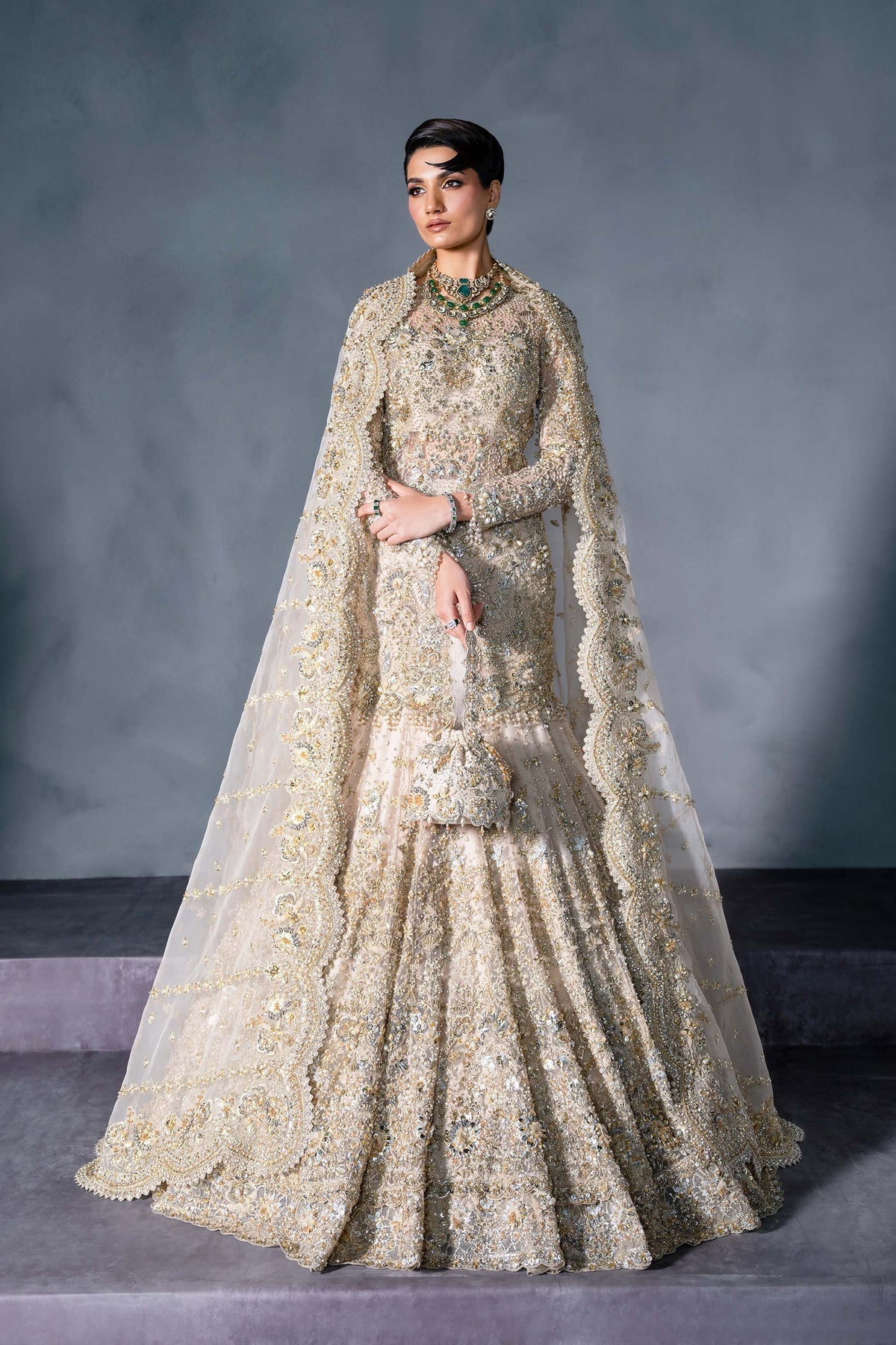 Akbar Aslam | Bridal Dresses | Calisse-Brand:Akbar Aslam-Type:Ladies Clothes-Off White - House of Maryam- Buy in UK, USA
