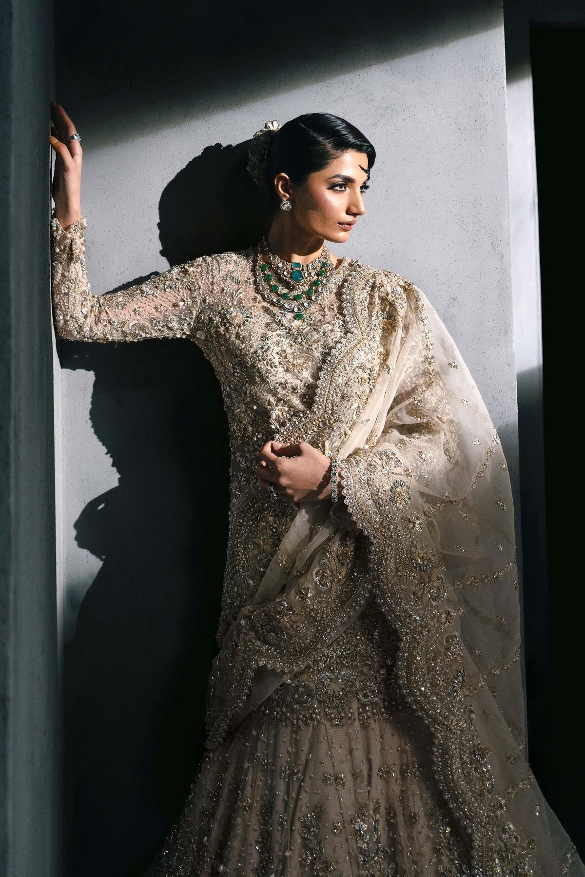 Akbar Aslam | Bridal Dresses | Calisse-Brand:Akbar Aslam-Type:Ladies Clothes-Off White - House of Maryam- Buy in UK, USA