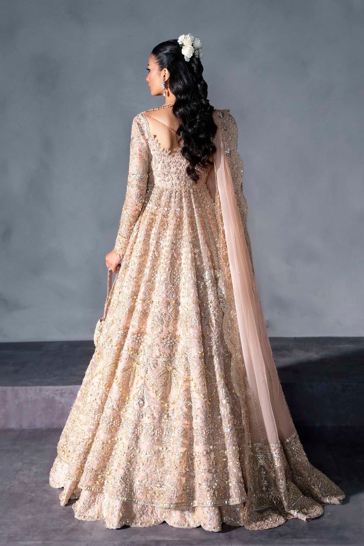 Akbar Aslam | Bridal Dresses | Elzaria-Brand:Akbar Aslam-Type:Ladies Clothes-Light Peach Pink - House of Maryam- Buy in UK, USA