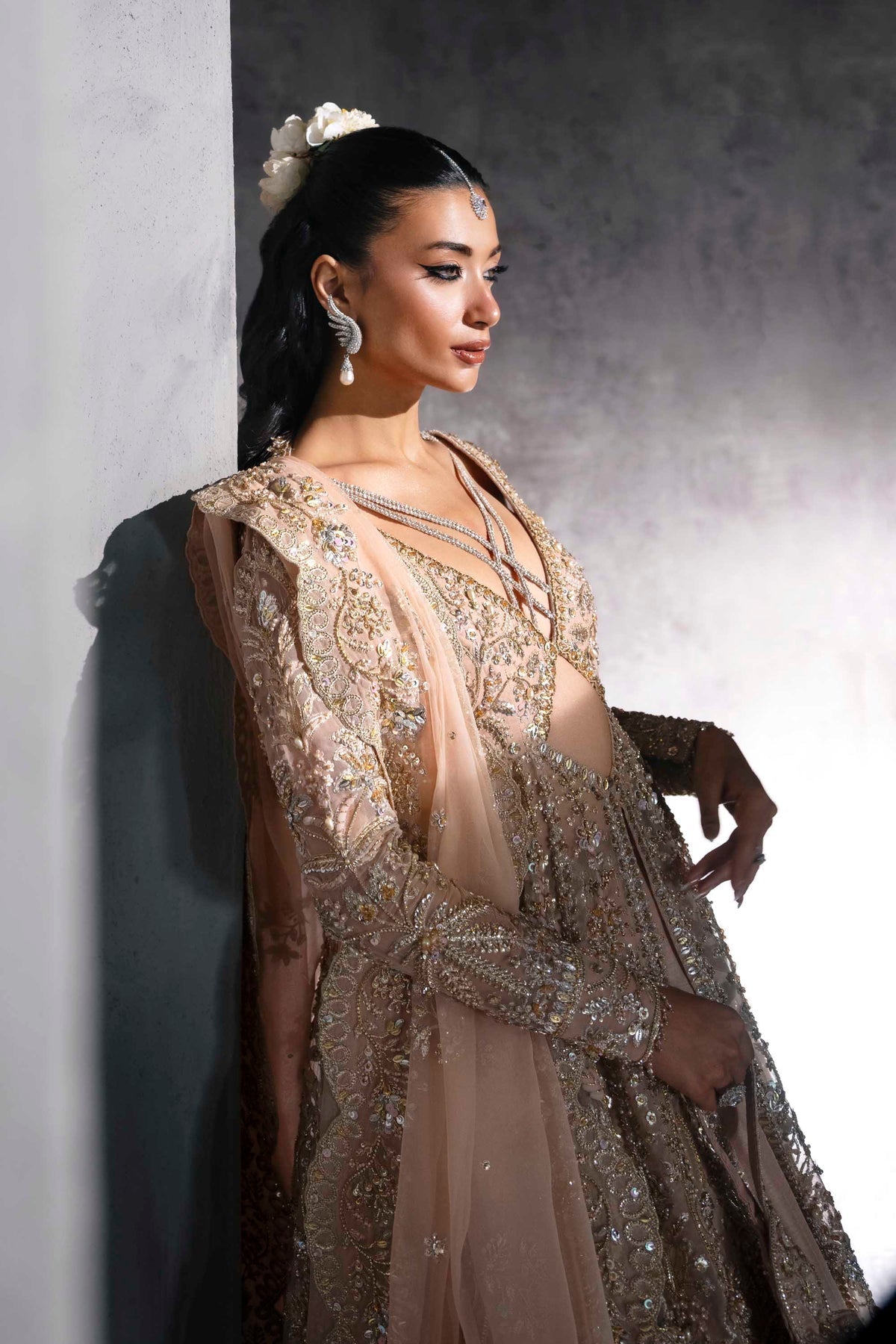 Akbar Aslam | Bridal Dresses | Elzaria-Brand:Akbar Aslam-Type:Ladies Clothes-Light Peach Pink - House of Maryam- Buy in UK, USA