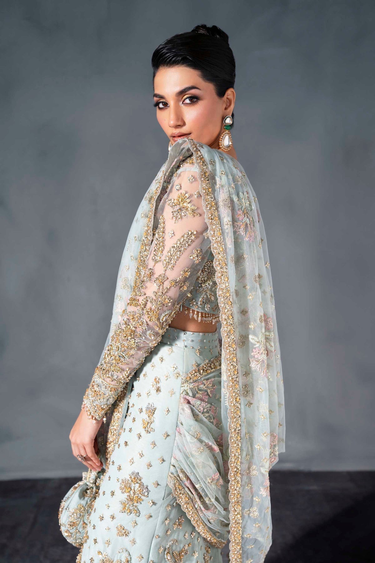 Akbar Aslam | Bridal Dresses | Evadelle-Brand:Akbar Aslam-Type:Ladies Clothes-Ferozi Mint - House of Maryam- Buy in UK, USA