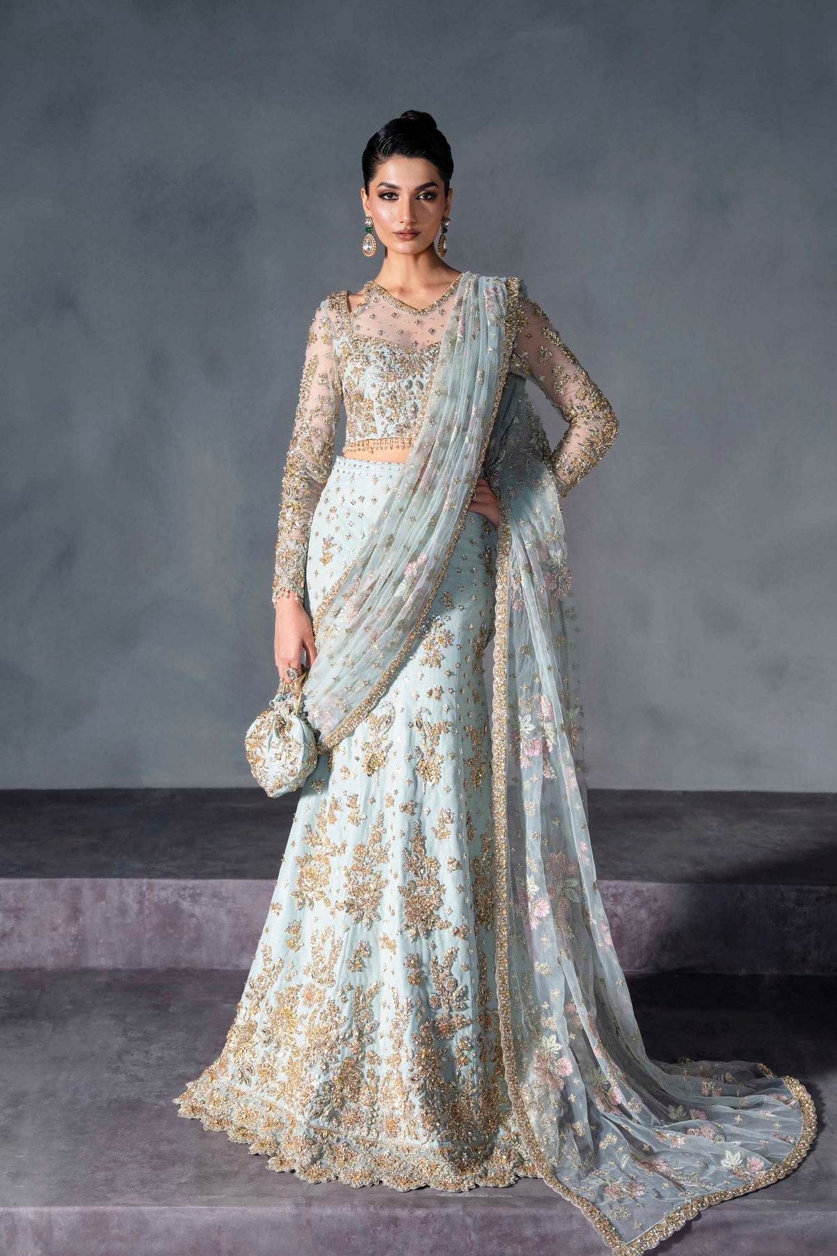 Akbar Aslam | Bridal Dresses | Evadelle-Brand:Akbar Aslam-Type:Ladies Clothes-Ferozi Mint - House of Maryam- Buy in UK, USA