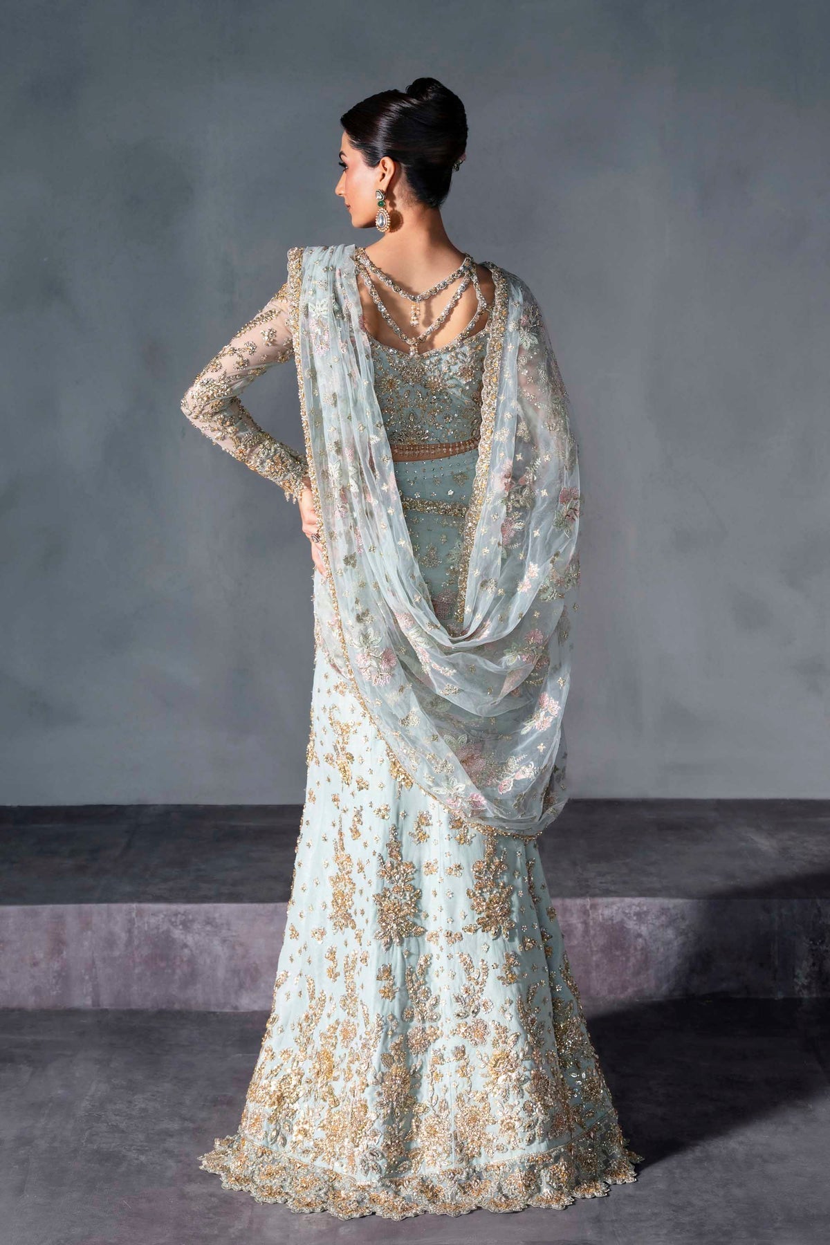 Akbar Aslam | Bridal Dresses | Evadelle-Brand:Akbar Aslam-Type:Ladies Clothes-Ferozi Mint - House of Maryam- Buy in UK, USA