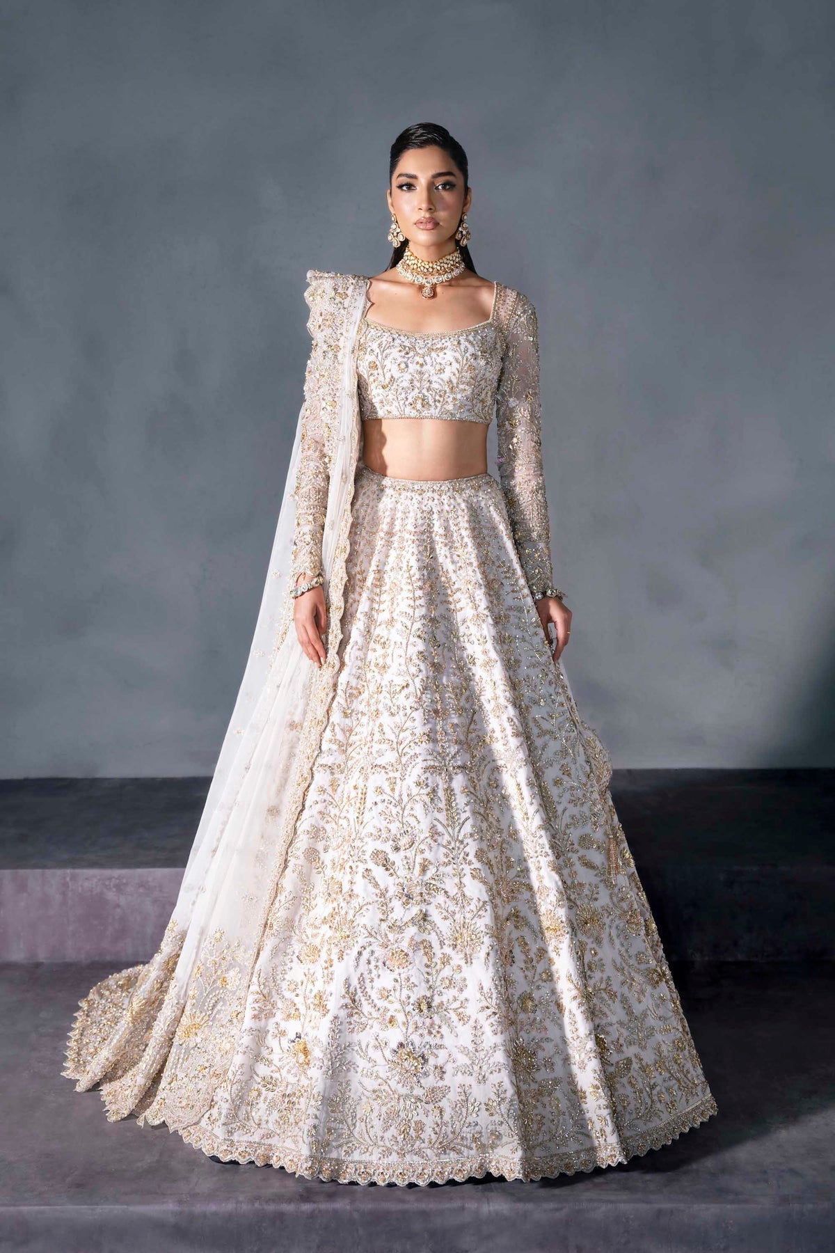 Akbar Aslam | Bridal Dresses | Lurve-Brand:Akbar Aslam-Type:Ladies Clothes-White - House of Maryam- Buy in UK, USA
