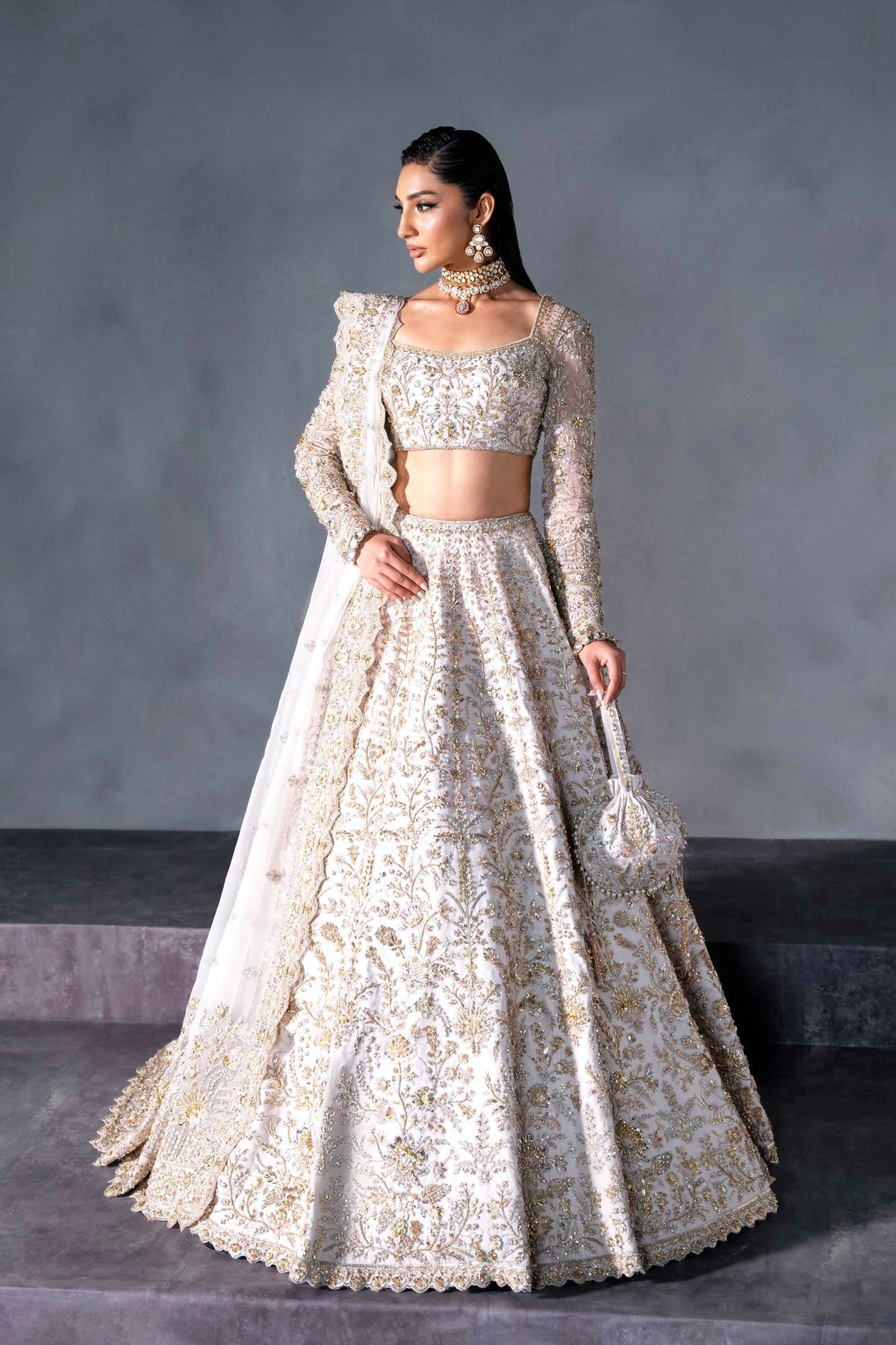 Akbar Aslam | Bridal Dresses | Lurve-Brand:Akbar Aslam-Type:Ladies Clothes-White - House of Maryam- Buy in UK, USA