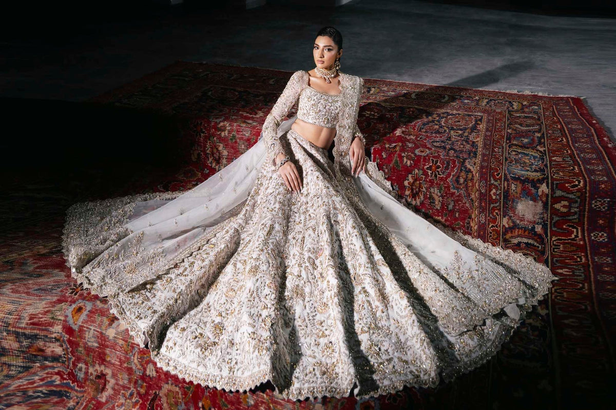 Akbar Aslam | Bridal Dresses | Lurve-Brand:Akbar Aslam-Type:Ladies Clothes-White - House of Maryam- Buy in UK, USA