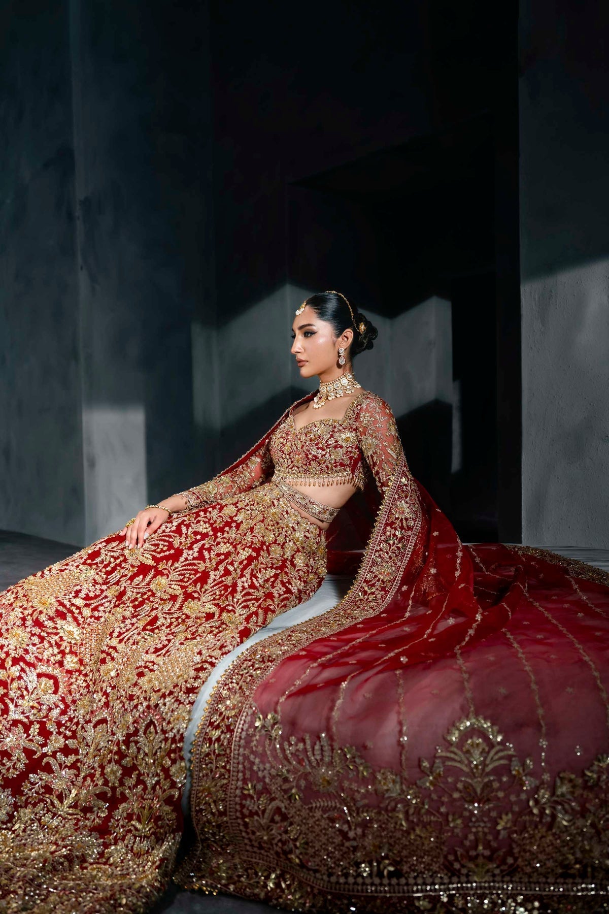 Akbar Aslam | Bridal Dresses | Marzela-Brand:Akbar Aslam-Type:Ladies Clothes-Red - House of Maryam- Buy in UK, USA
