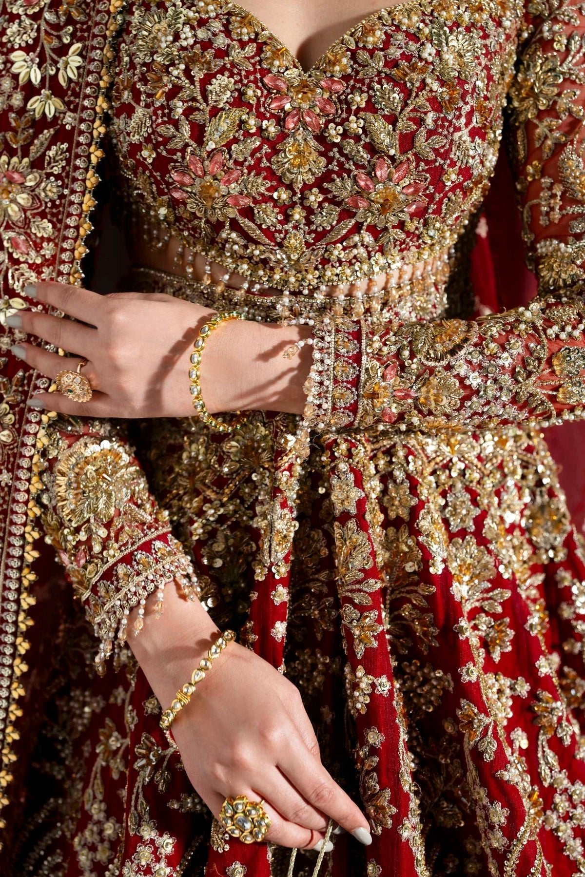 Akbar Aslam | Bridal Dresses | Marzela-Brand:Akbar Aslam-Type:Ladies Clothes-Red - House of Maryam- Buy in UK, USA