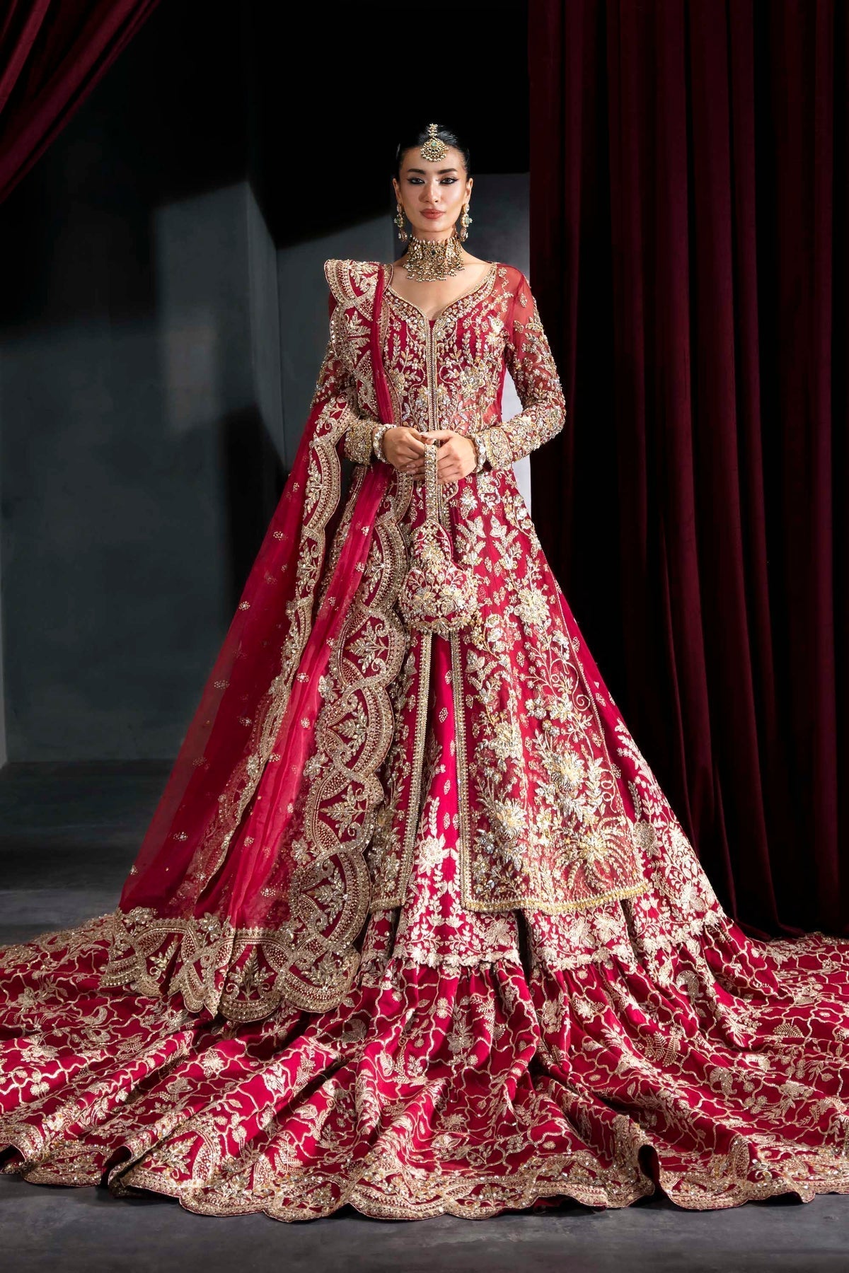 Akbar Aslam | Bridal Dresses | Merazya-Brand:Akbar Aslam-Type:Ladies Clothes-Crimson - House of Maryam- Buy in UK, USA