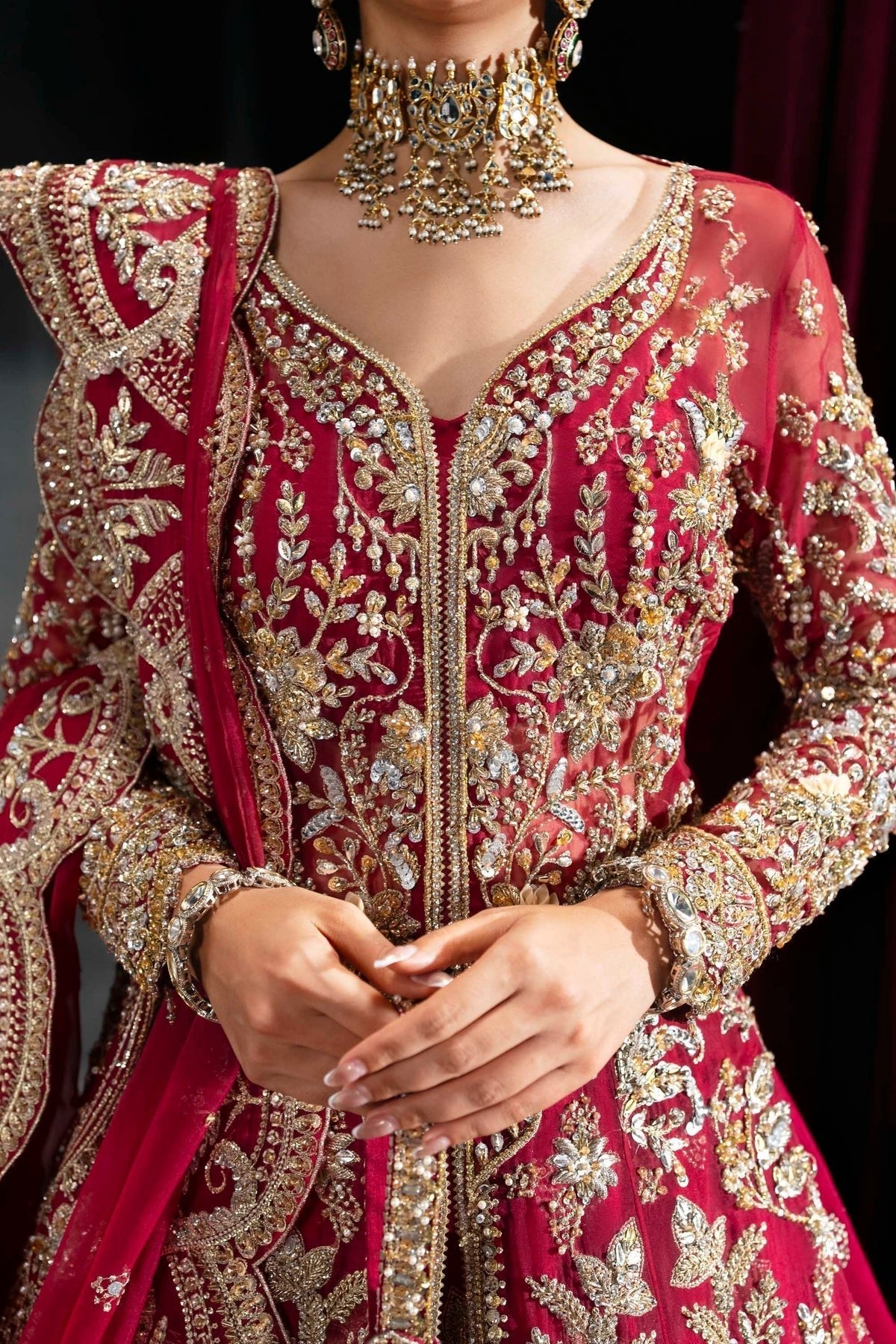 Akbar Aslam | Bridal Dresses | Merazya-Brand:Akbar Aslam-Type:Ladies Clothes-Crimson - House of Maryam- Buy in UK, USA