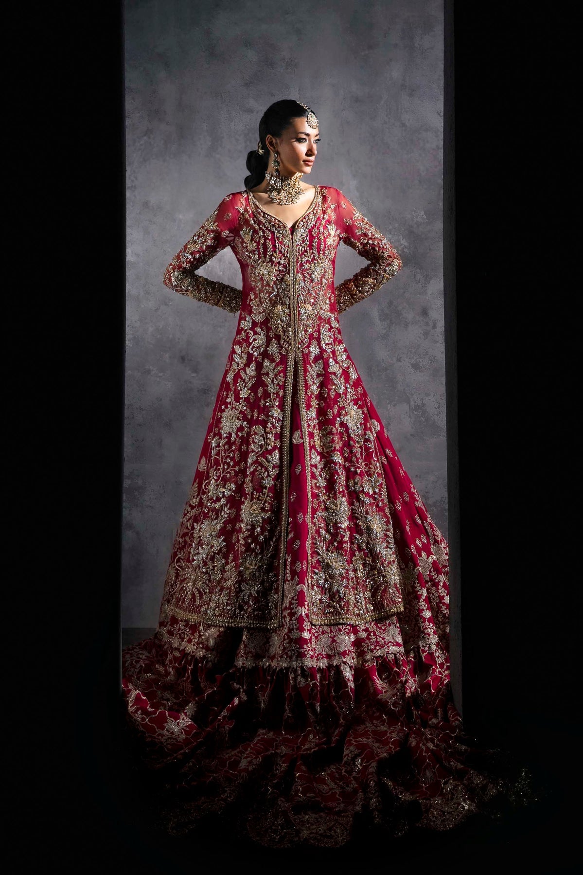 Akbar Aslam | Bridal Dresses | Merazya-Brand:Akbar Aslam-Type:Ladies Clothes-Crimson - House of Maryam- Buy in UK, USA