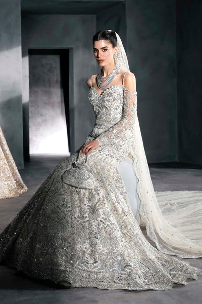Akbar Aslam | Bridal Dresses | Mirella-Brand:Akbar Aslam-Type:Ladies Clothes-Silver - House of Maryam- Buy in UK, USA