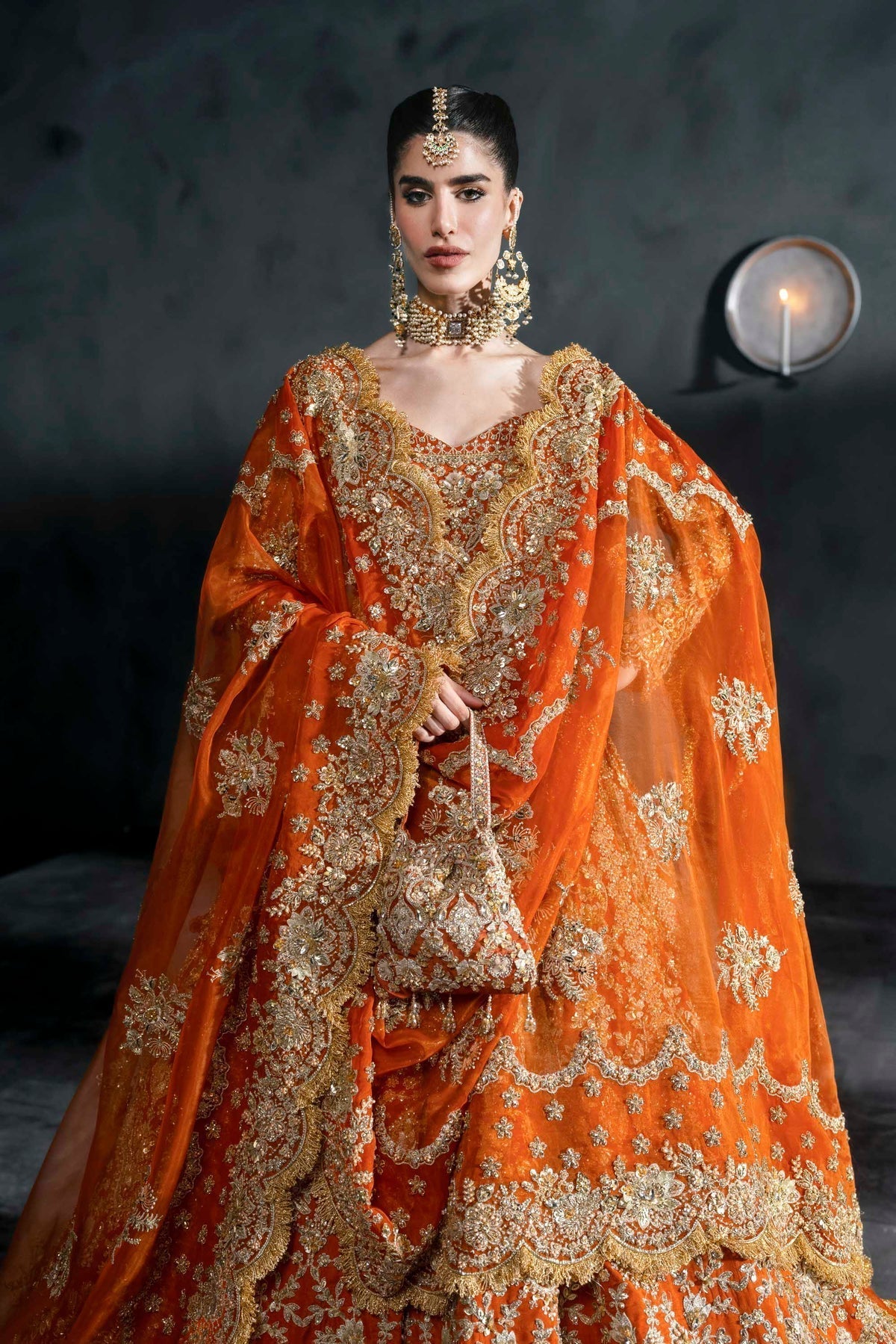 Akbar Aslam | Bridal Dresses | Zinaria-Brand:Akbar Aslam-Type:Ladies Clothes-Vibrant Tangerine - House of Maryam- Buy in UK, USA