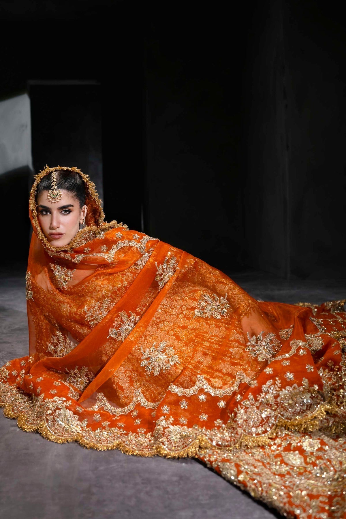 Akbar Aslam | Bridal Dresses | Zinaria-Brand:Akbar Aslam-Type:Ladies Clothes-Vibrant Tangerine - House of Maryam- Buy in UK, USA