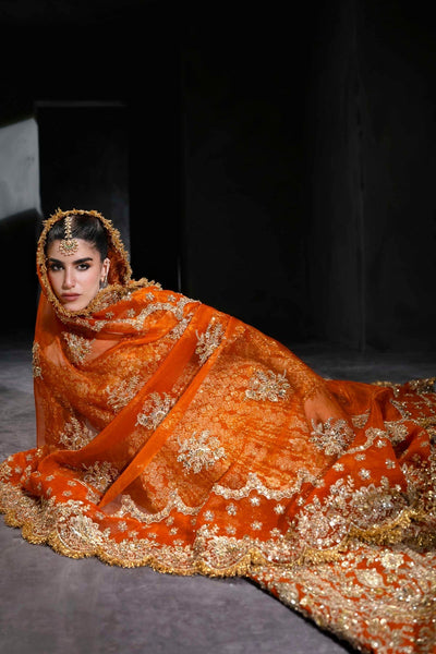 Akbar Aslam | Bridal Dresses | Zinaria-Brand:Akbar Aslam-Type:Ladies Clothes-Vibrant Tangerine - House of Maryam- Buy in UK, USA