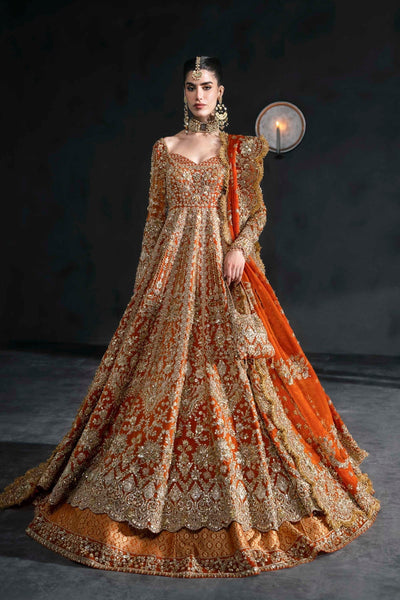 Akbar Aslam | Bridal Dresses | Zinaria-Brand:Akbar Aslam-Type:Ladies Clothes-Vibrant Tangerine - House of Maryam- Buy in UK, USA