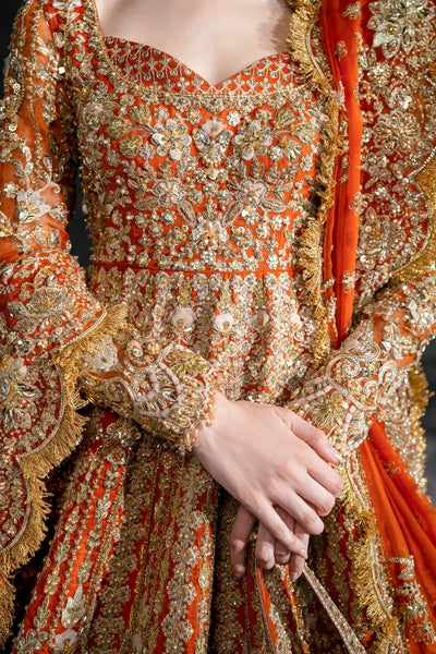 Akbar Aslam | Bridal Dresses | Zinaria-Brand:Akbar Aslam-Type:Ladies Clothes-Vibrant Tangerine - House of Maryam- Buy in UK, USA