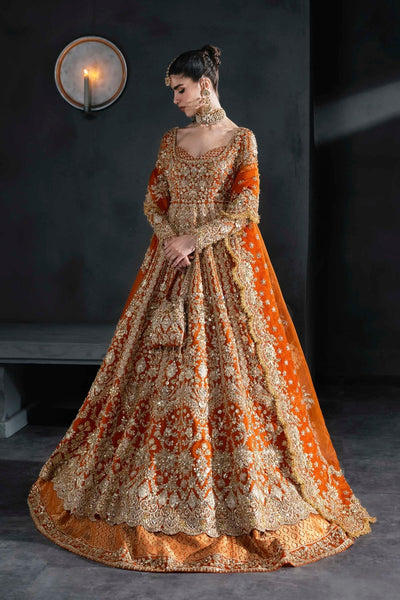 Akbar Aslam | Bridal Dresses | Zinaria-Brand:Akbar Aslam-Type:Ladies Clothes-Vibrant Tangerine - House of Maryam- Buy in UK, USA