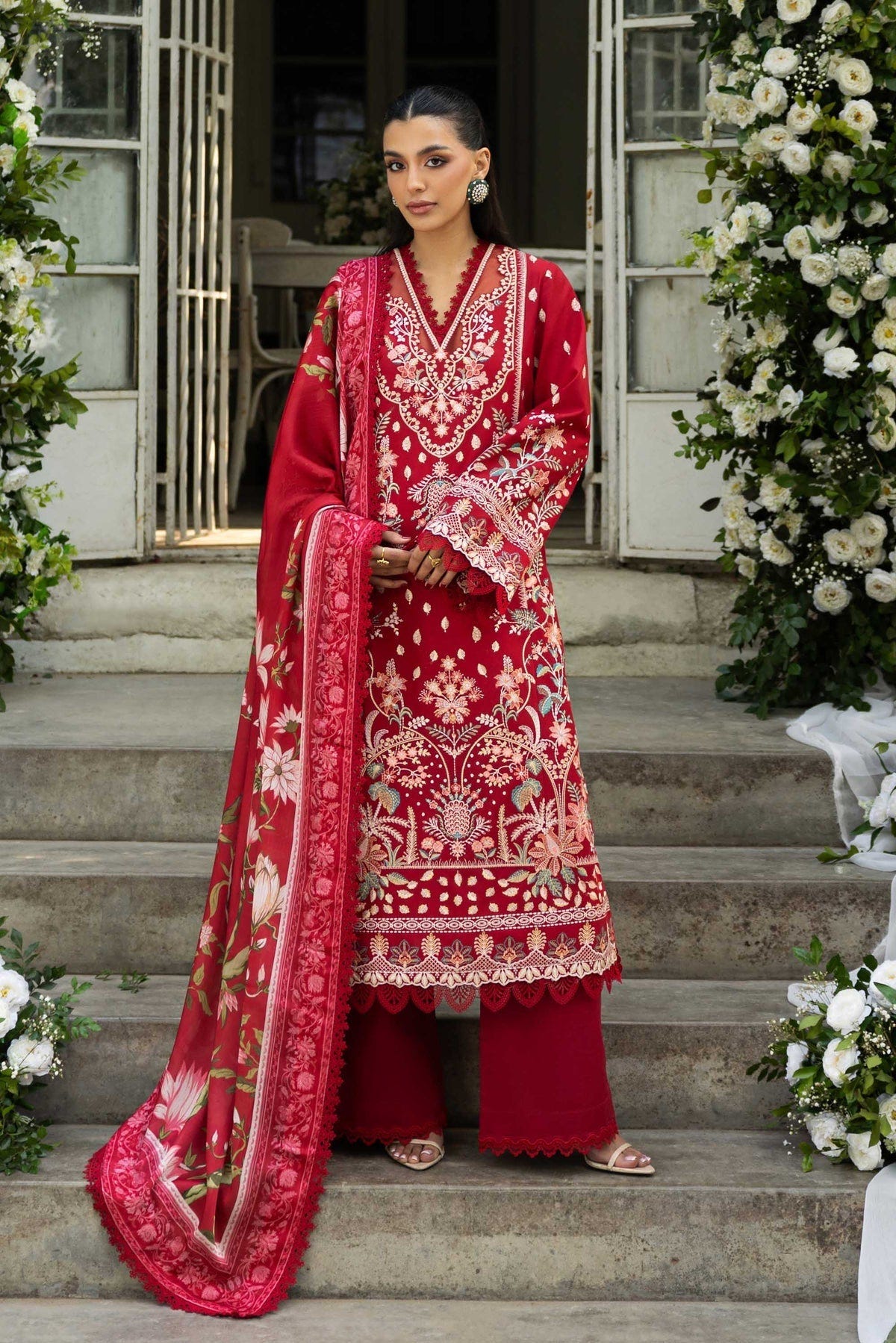 Akbar Aslam | Elaria RTW Lawn 26 | Amara-Brand:Akbar Aslam-Type:Ladies Clothes-Crimson-Lawn-House of Maryam- Buy in UK, USA