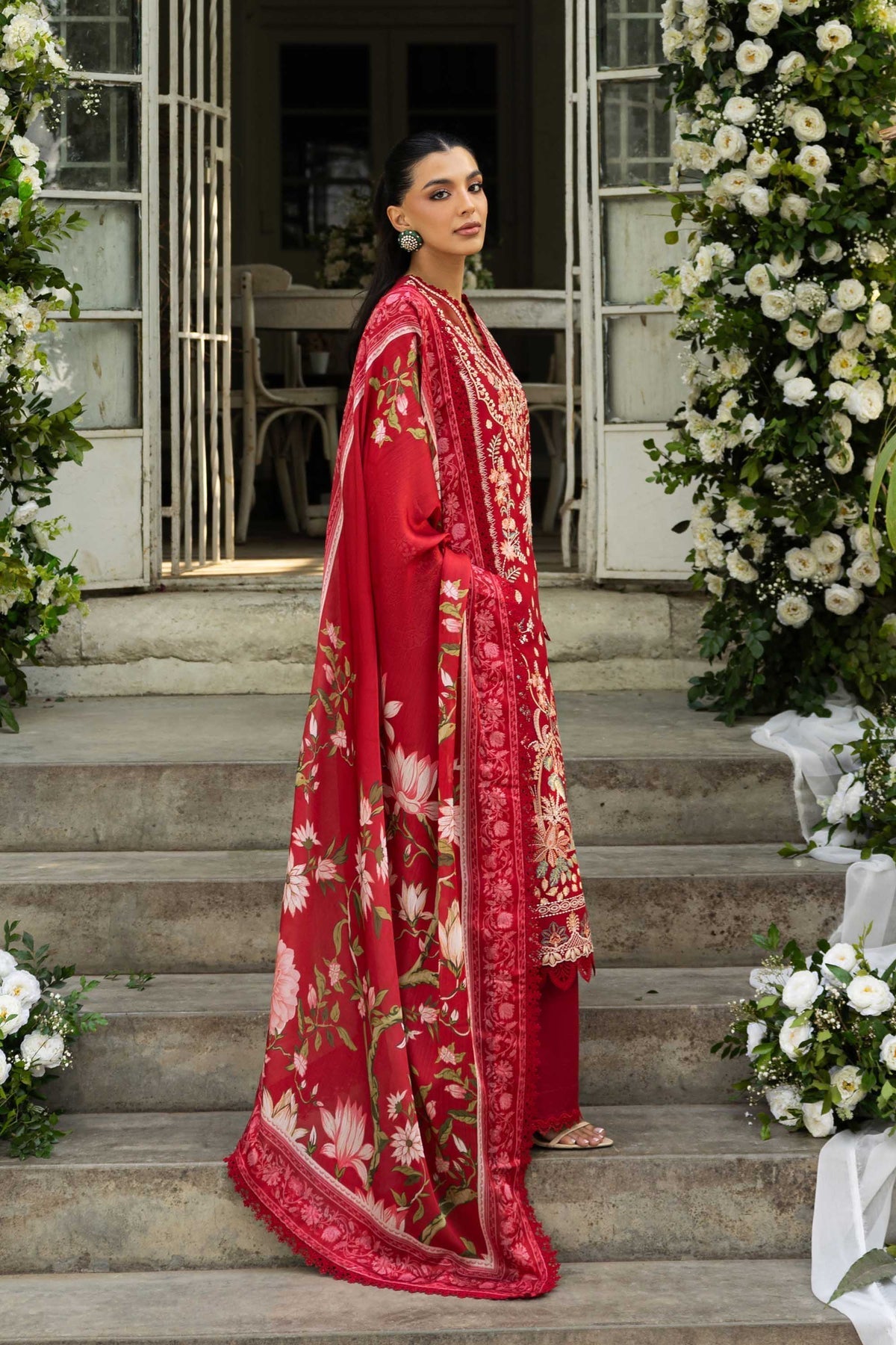 Akbar Aslam | Elaria RTW Lawn 26 | Amara-Brand:Akbar Aslam-Type:Ladies Clothes-Crimson-Lawn-House of Maryam- Buy in UK, USA