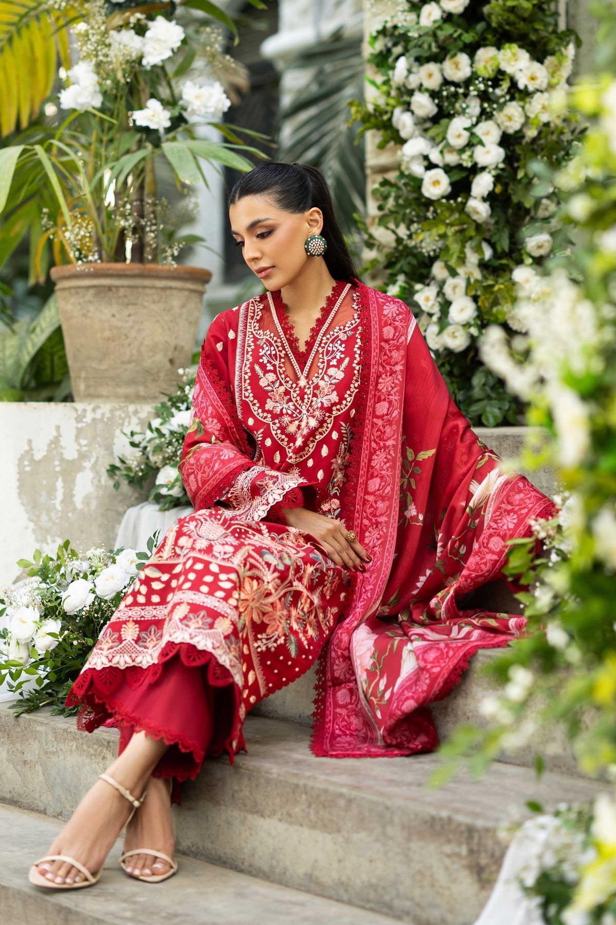 Akbar Aslam | Elaria RTW Lawn 26 | Amara-Brand:Akbar Aslam-Type:Ladies Clothes-Crimson-Lawn-House of Maryam- Buy in UK, USA