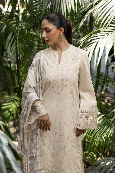 Akbar Aslam | Elaria RTW Lawn 26 | Aurielle-Brand:Akbar Aslam-Type:Ladies Clothes-Ivory-Lawn-House of Maryam- Buy in UK, USA