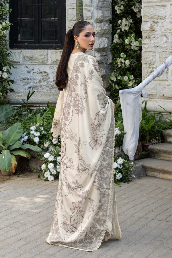 Akbar Aslam | Elaria RTW Lawn 26 | Aurielle-Brand:Akbar Aslam-Type:Ladies Clothes-Ivory-Lawn-House of Maryam- Buy in UK, USA