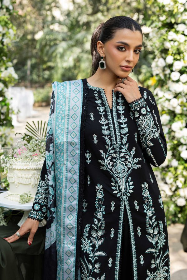 Akbar Aslam | Elaria RTW Lawn 26 | Sylvie-Brand:Akbar Aslam-Type:Ladies Clothes-Black-Lawn-House of Maryam- Buy in UK, USA