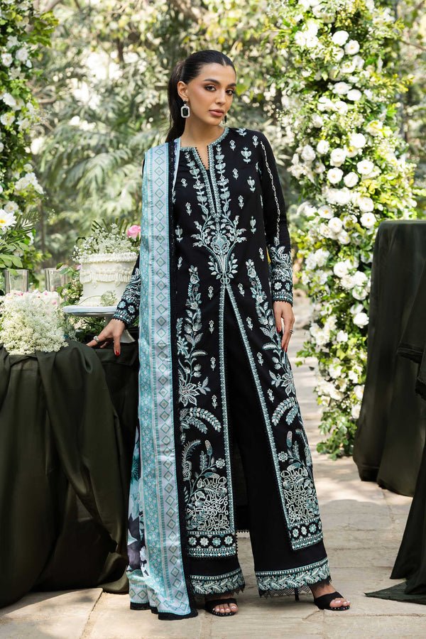Akbar Aslam | Elaria RTW Lawn 26 | Sylvie-Brand:Akbar Aslam-Type:Ladies Clothes-Black-Lawn-House of Maryam- Buy in UK, USA