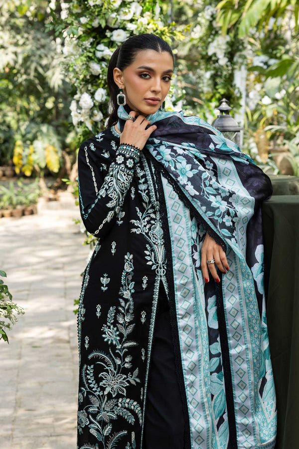 Akbar Aslam | Elaria RTW Lawn 26 | Sylvie-Brand:Akbar Aslam-Type:Ladies Clothes-Black-Lawn-House of Maryam- Buy in UK, USA